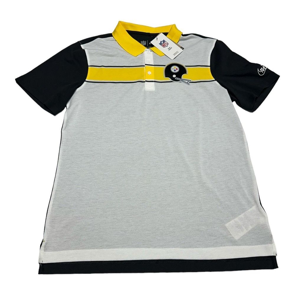Nike Pittsburgh Steelers Rewind Polo‎ Shirt Retro Throwback Logo Helmet Men's M